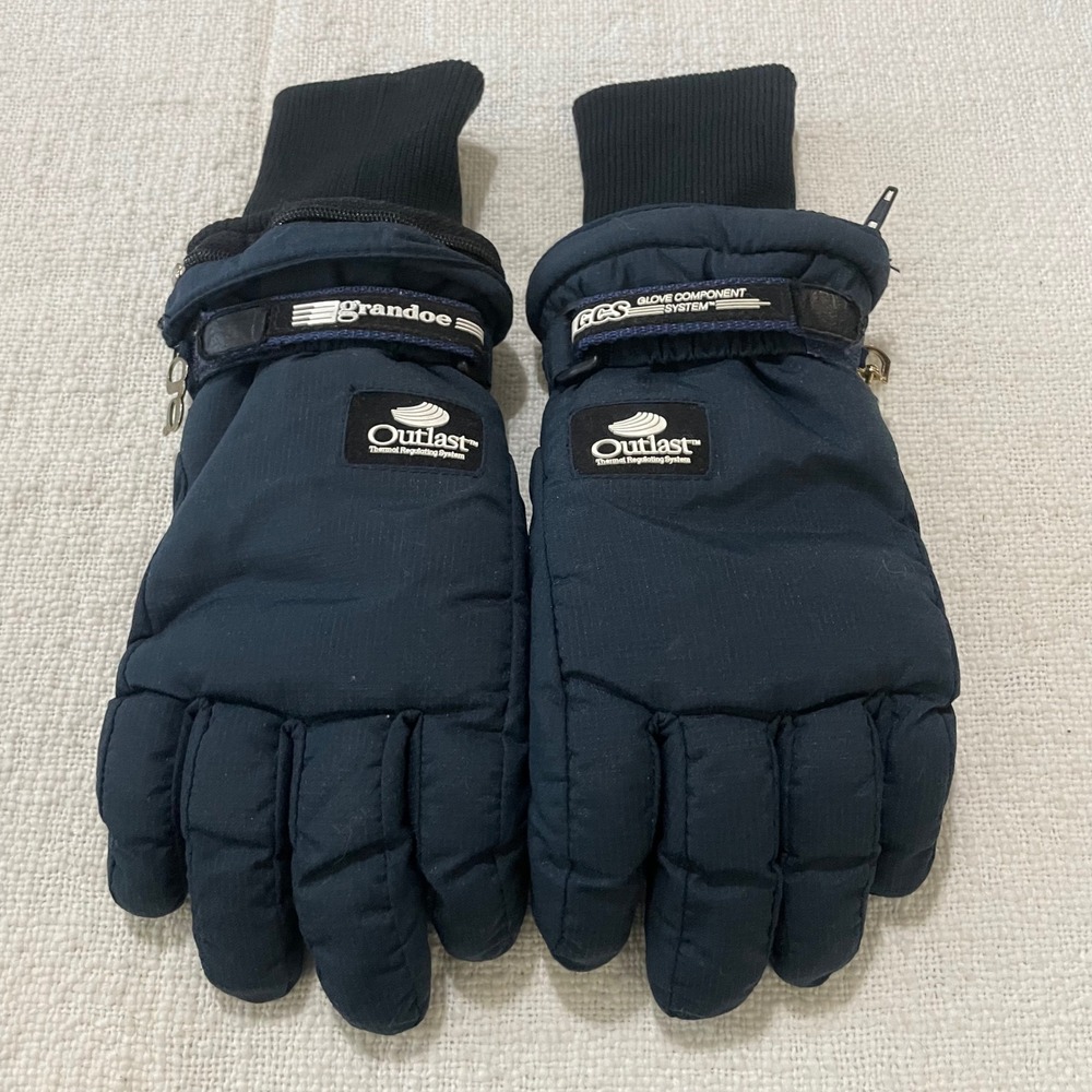 Grandoe Outlast GCS Winter Gloves Navy Blue Leather Palm Dri-Gard Women Large